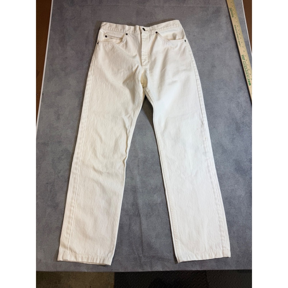 LL Bean Double L Jeans Womens 32x32 Off White Cream Straight Leg Denim Vintage